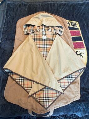 Burberry Reversible Tan Hooded Poncho with Archive Check Lining